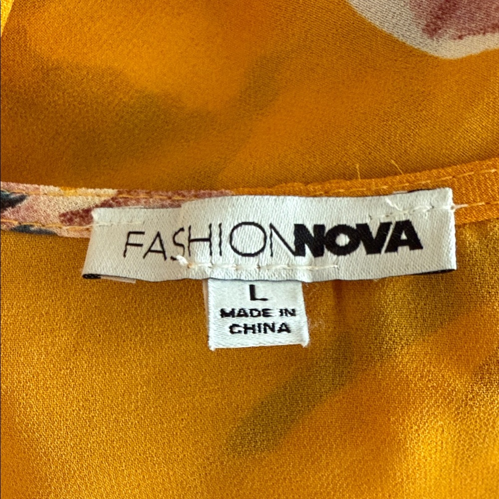 Fashion Nova Mustard Floral Maxi Dress - Picture 2 of 6
